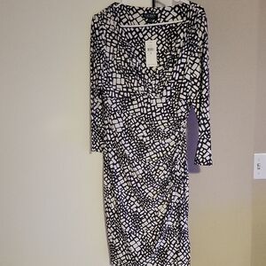 Elegant Grey and White Patterned Ralph Lauren Dress